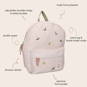 Sac à dos enfant dinosaures beige 31 cm Kidzroom