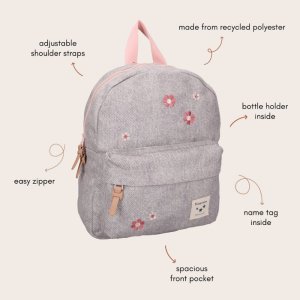 Sac à dos enfant fleurs gris 31 cm Kidzroom
