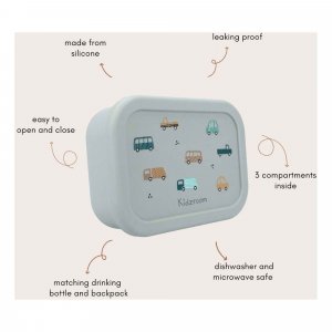 Lunch box 3 compartiments en silicone véhicules Kidzroom