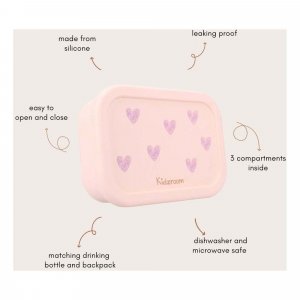 Lunch box 3 compartiments en silicone coeurs Kidzroom