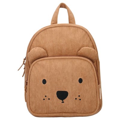 Sac à dos enfant ourson côtelé marron 31 cm