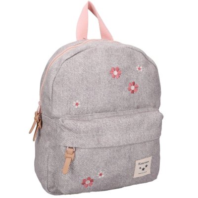 Sac à dos enfant fleurs gris 31 cm
