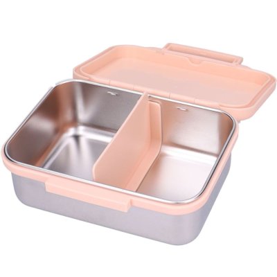 Lunch box inox 2 compartiments cerises rose