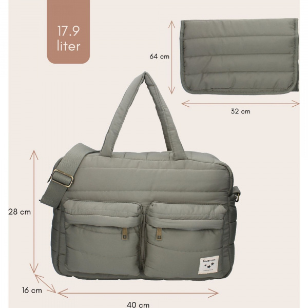 Sac à langer avec matelas à langer - matelassé imperméable vert Kidzroom