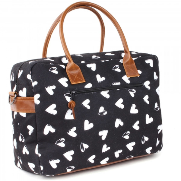 Sac à langer avec matelas à langer black & white coeurs Kidzroom