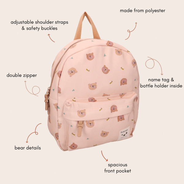 Sac à dos enfant oursons beige 31 cm Kidzroom