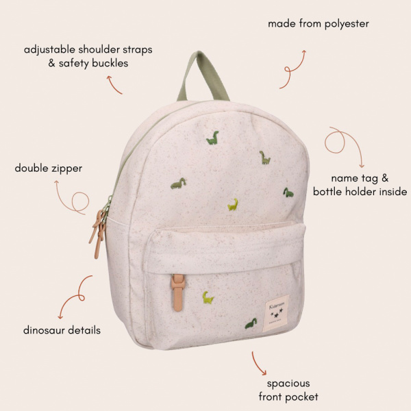 Sac à dos enfant dinosaures beige 31 cm Kidzroom