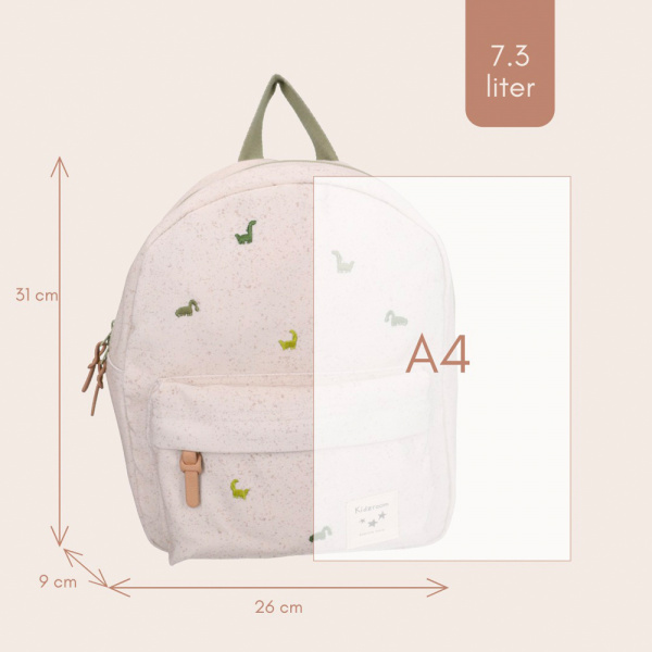 Sac à dos enfant dinosaures beige 31 cm Kidzroom