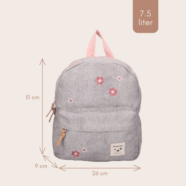 Sac à dos enfant fleurs gris 31 cm Kidzroom