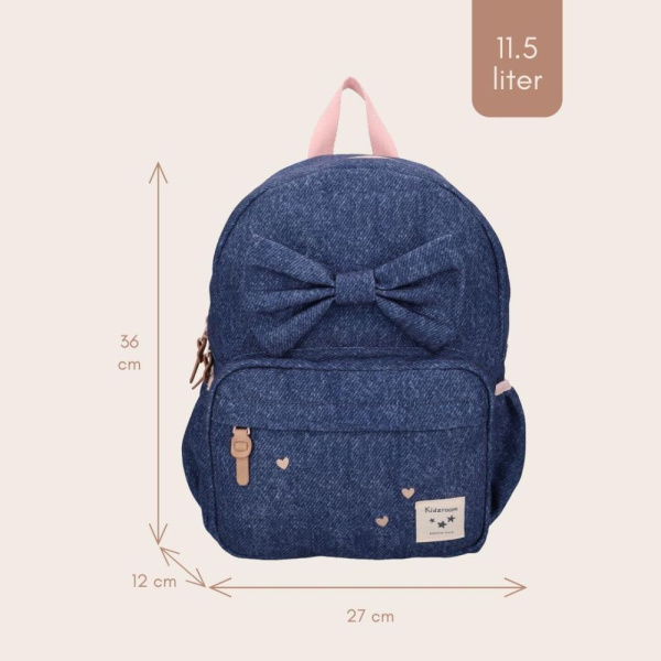 Sac à dos enfant neud bleu denim 36 cm Kidzroom
