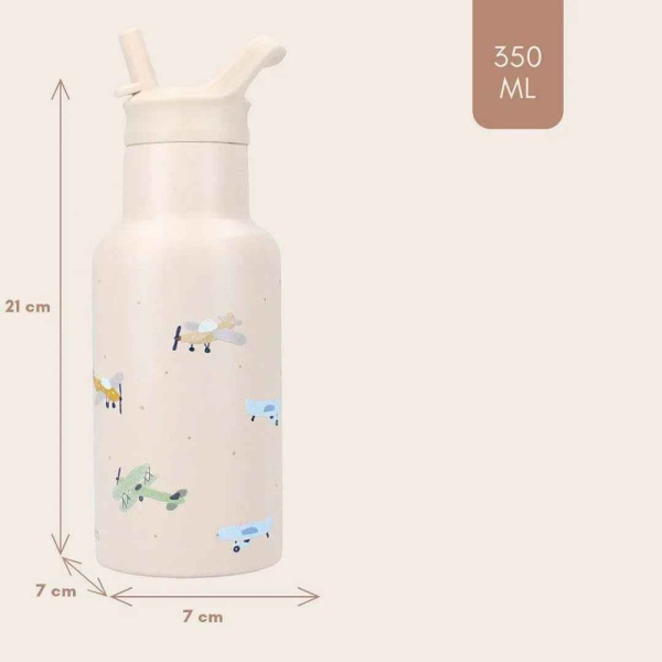 Gourde enfant avions 350 ml beige Kidzroom