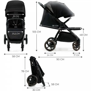 Poussette mitzy noire Kinderkraft