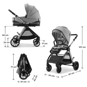 Poussette trio 3 en 1 vesto 2 gris Kinderkraft