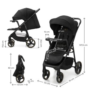 Poussette trig 3 avec tablette black Kinderkraft