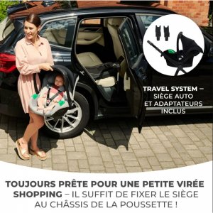 Poussette trio newly gris + siège auto mink pro Kinderkraft