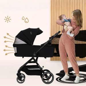 Poussette trio yoxi 3 en1 pure black Kinderkraft