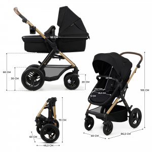 Poussette trio moov² air wheels avec base pure black Kinderkraft