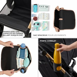 Poussette trio moov² air wheels avec base sand beige Kinderkraft