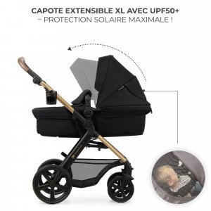 Poussette trio moov 2 eva wheels avec base pure black Kinderkraft