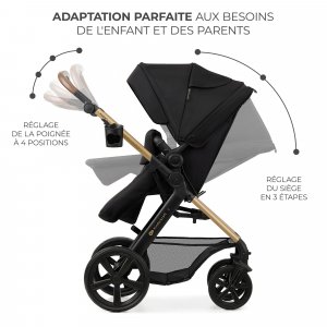 Poussette trio moov 2 eva wheels avec base pure black Kinderkraft