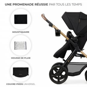 Poussette trio moov 2 eva wheels avec base pure black Kinderkraft