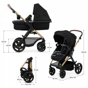 Poussette trio moov 2 eva wheels avec base pure black Kinderkraft