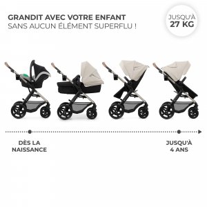 Poussette trio moov 2 eva wheels avec base moonlight grey Kinderkraft