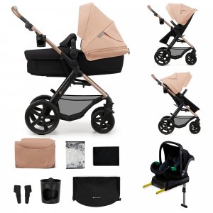Poussette trio moov 2 eva wheels avec base sand beige Kinderkraft