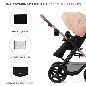Poussette trio moov 2 eva wheels avec base sand beige Kinderkraft