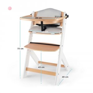 Chaise haute évolutive enock blanc avec coussins gris Kinderkraft