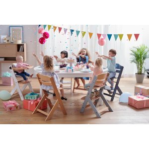 Chaise haute évolutive enock naturel et gris + coussins gris Kinderkraft