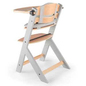 Chaise haute évolutive enock naturel et gris + coussins gris Kinderkraft