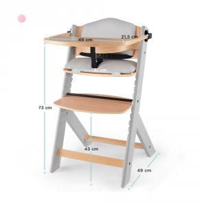 Chaise haute évolutive enock naturel et gris + coussins gris Kinderkraft