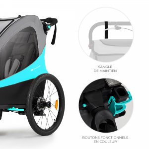 Remorque vélo enfant 3en1 nava bleu Kinderkraft