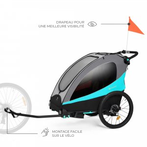 Remorque vélo enfant 3en1 nava bleu Kinderkraft