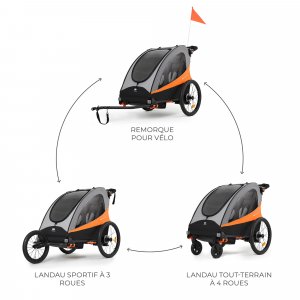 Remorque vélo enfant 3en1 nava orange Kinderkraft