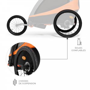 Remorque vélo enfant 3en1 nava orange Kinderkraft
