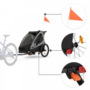 Remorque vélo enfant 2en1 nava walk gris Kinderkraft