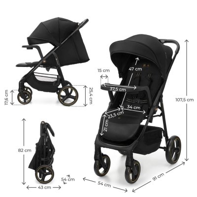 Poussette trig 3 avec tablette black