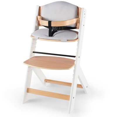 KINDERKRAFT Chaise haute évolutive enock blanc avec coussins gris