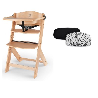 Chaise haute évolutive enock naturel + coussins black et plateau