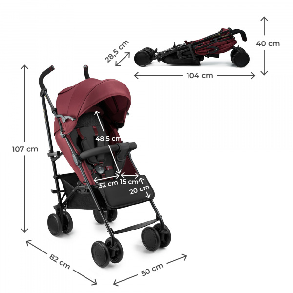 Poussette canne siesta 2 dark ruby Kinderkraft