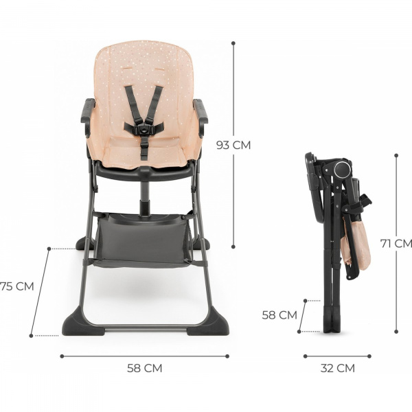 Chaise haute foldee rose Kinderkraft