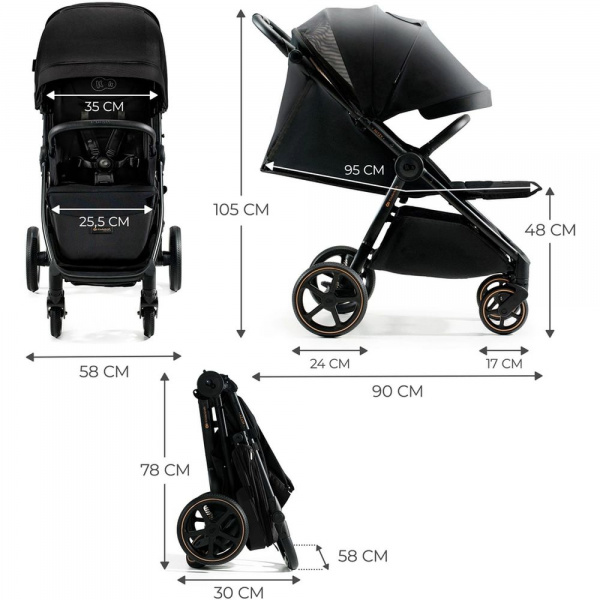 Poussette mitzy noire Kinderkraft