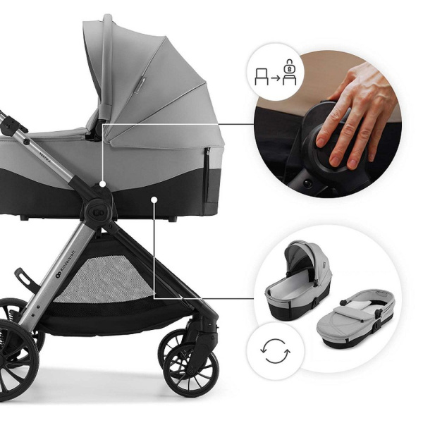 Poussette trio 3 en 1 vesto 2 gris Kinderkraft