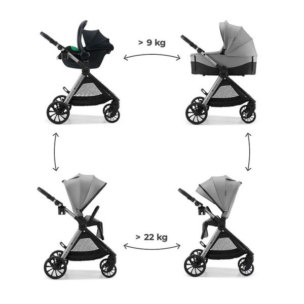 Poussette trio 3 en 1 vesto 2 gris Kinderkraft