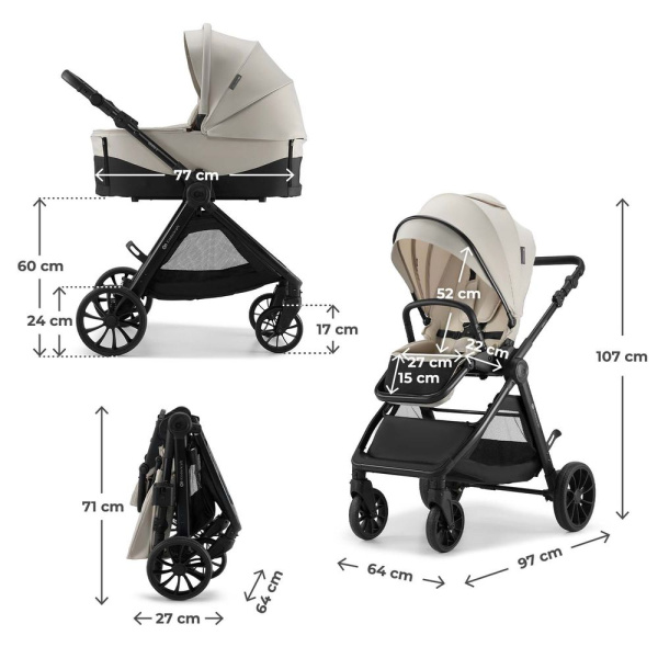 Poussette trio 3 en 1 vesto 2 beige Kinderkraft