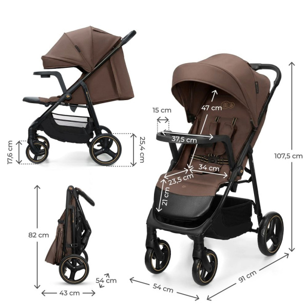 Poussette trig 3 avec tablette velvet mocca Kinderkraft