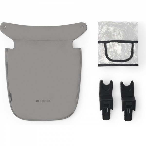 Poussette 4 en 1 newly gris + siège auto mink pro + base Kinderkraft