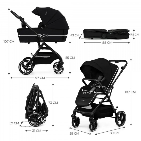 Poussette trio yoxi 3 en1 pure black Kinderkraft
